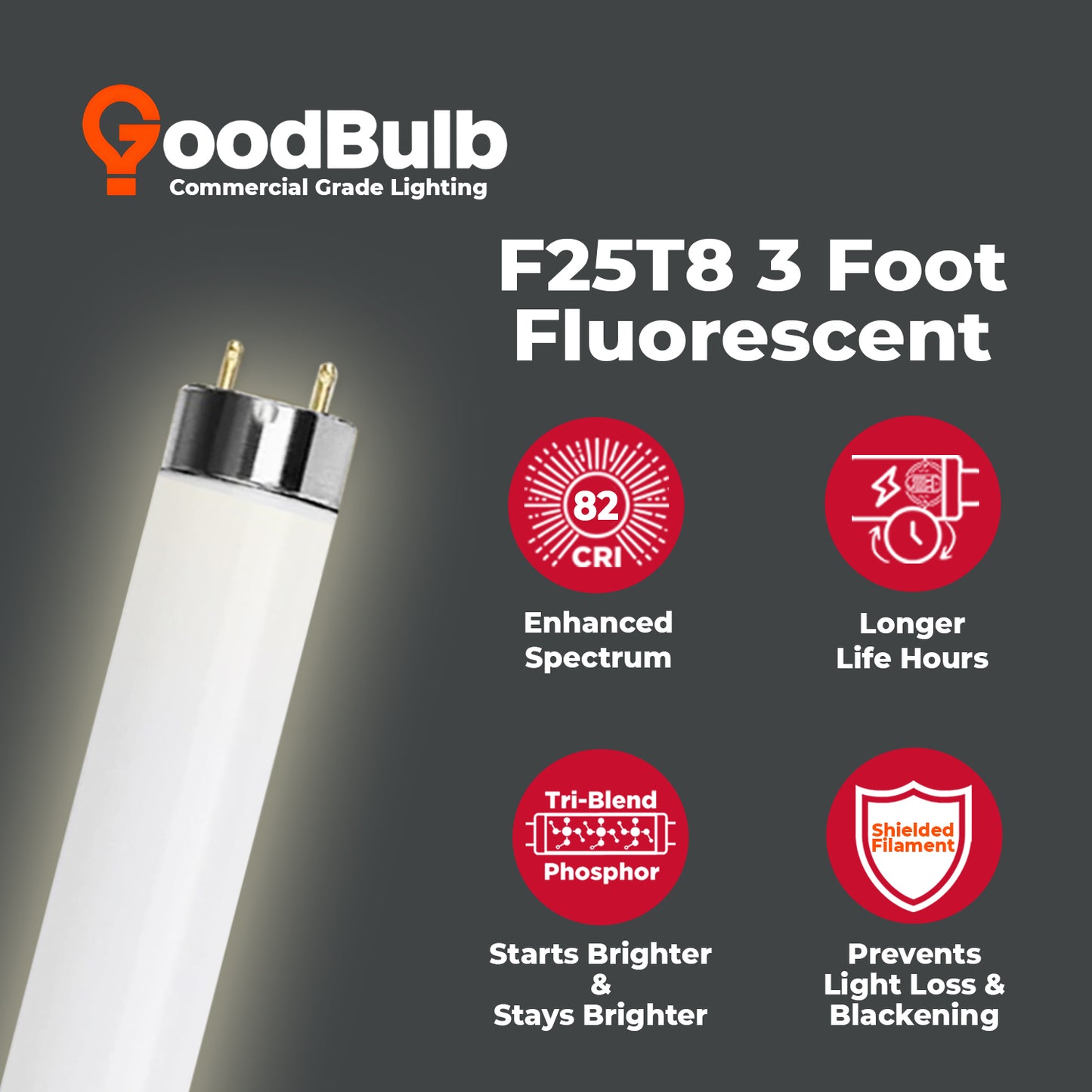 Energy-efficient F25T8/835 T8 fluorescent tube – 25W 3500K neutral white lighting for offices and retail