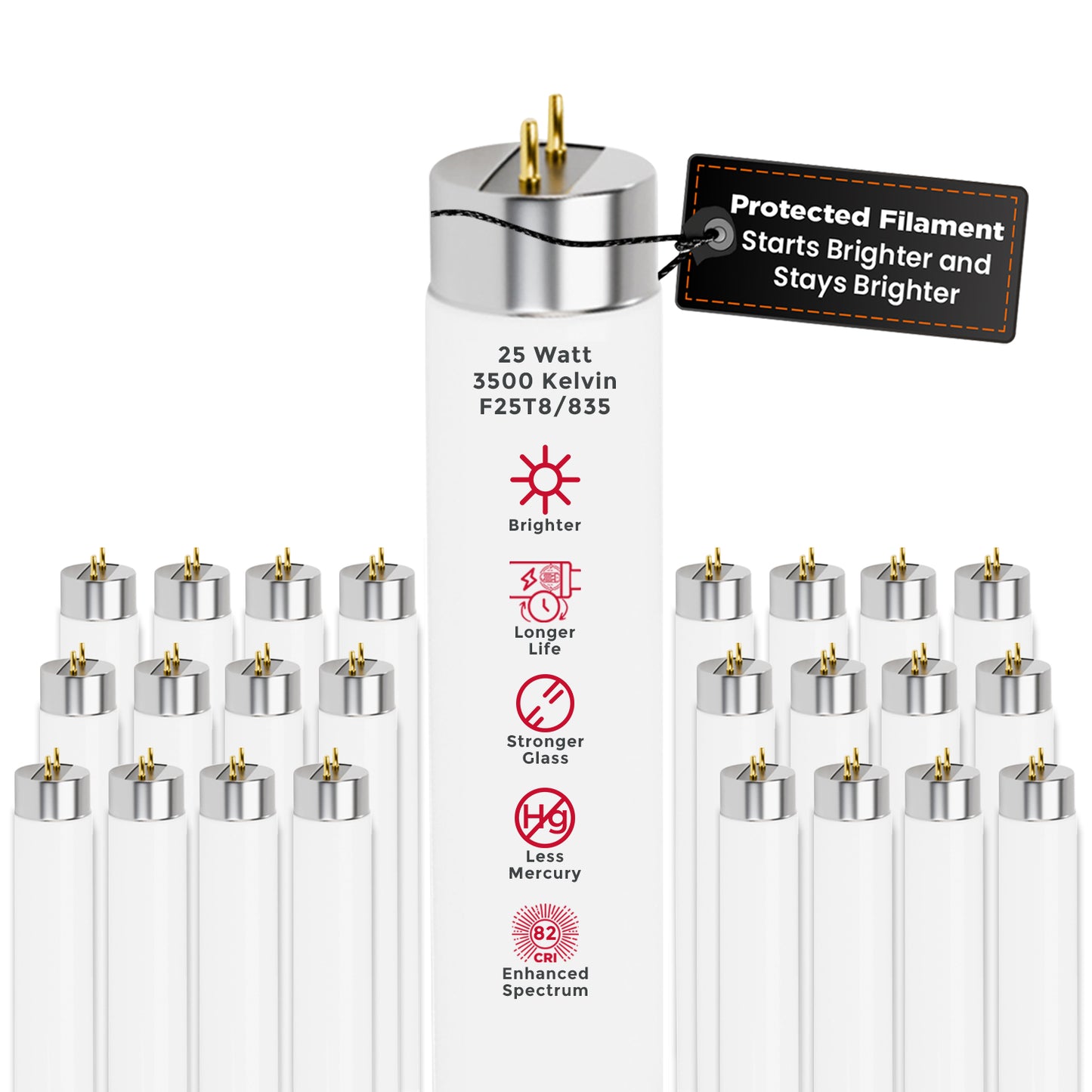 F25T8/835 T8 Fluorescent Tube – 25W 3500K Neutral White 36-inch Light Bulb