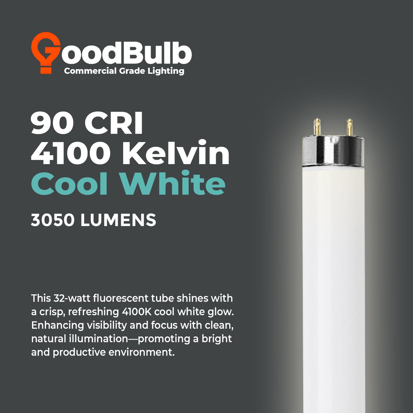 4100K cool white color temperature – F32T8/941 T8 fluorescent lighting