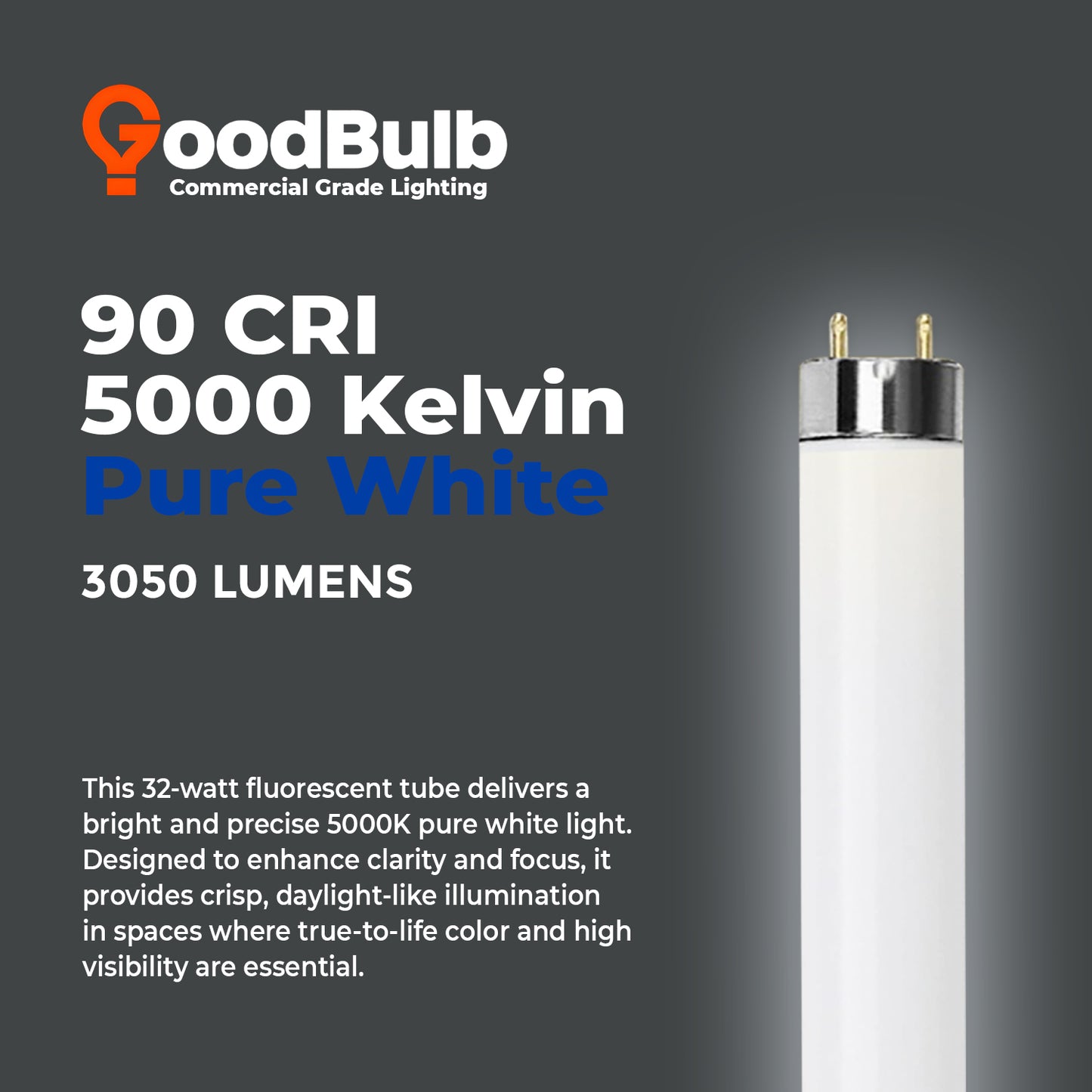 5000K daylight color temperature – F32T8/950 T8 fluorescent lighting