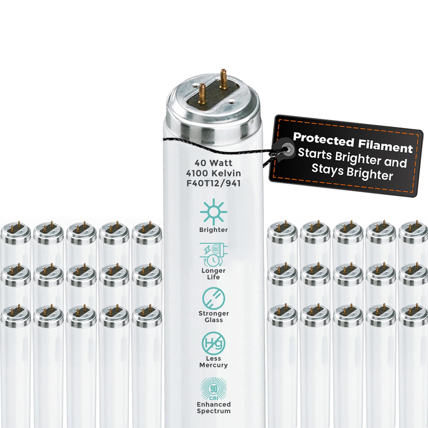 F40T12/941 Linear T12 Fluorescent Lamp – 40W 4100K Cool White 48-inch Tube Light