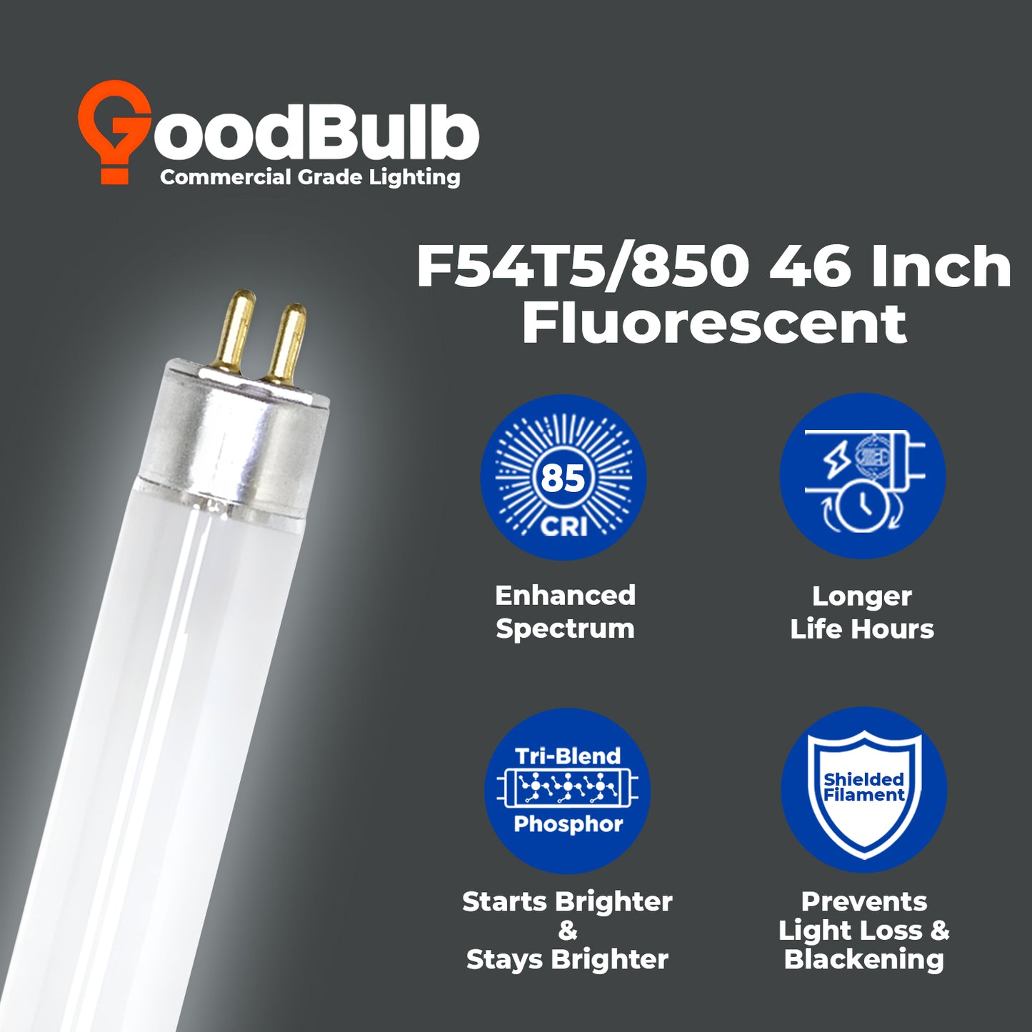 Energy-saving F54T5/850 T5 HO fluorescent bulb – 54W 5000K daylight lighting for offices, classrooms, and retail spaces