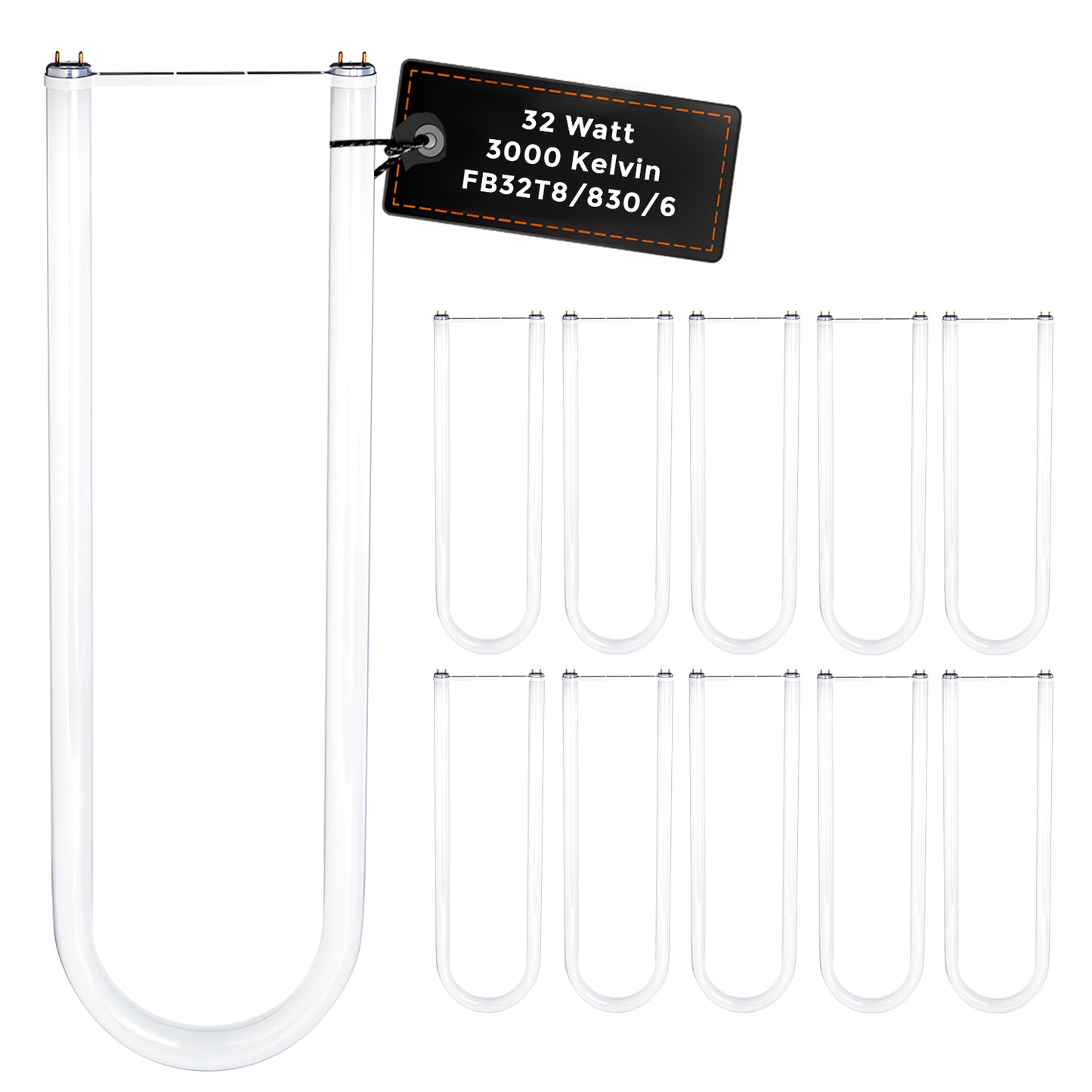 FB32T8/830/6 U-Bend Fluorescent Tube Light Bulb – 32W, 3000K Warm White, high-efficiency T8 lamp