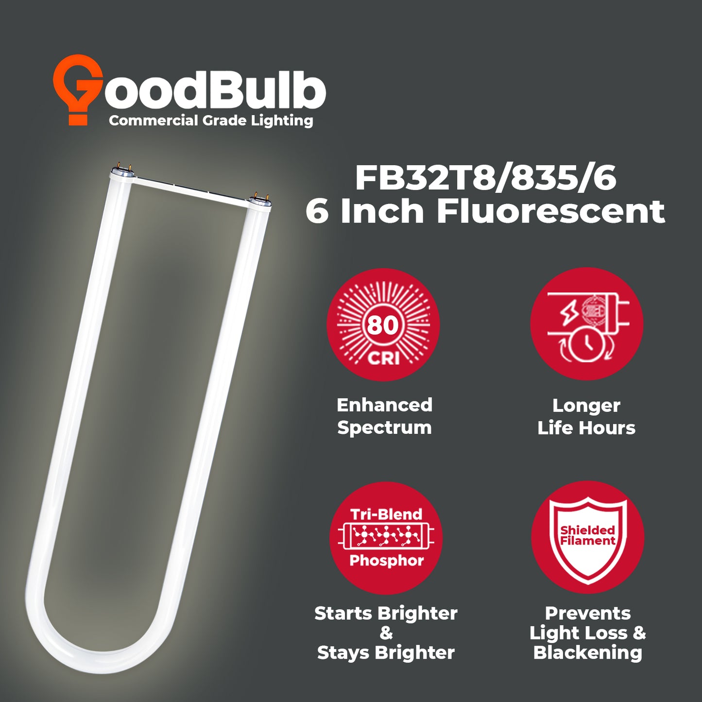 Energy savings, long life, and bright neutral white light – benefits of the FB32T8/835/6 U-Bend fluorescent tube