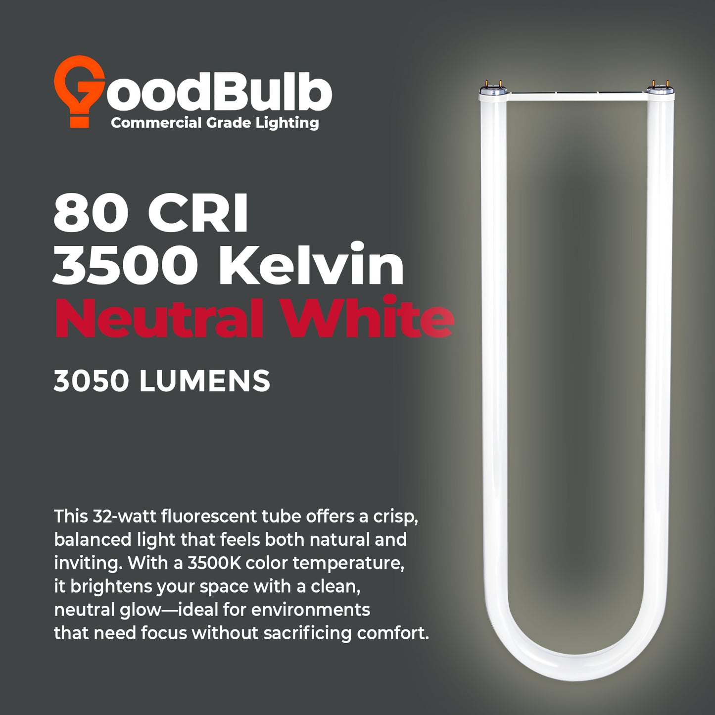 3500K color temperature scale showing neutral white glow of the FB32T8/835/6 U-Bend fluorescent bulb
