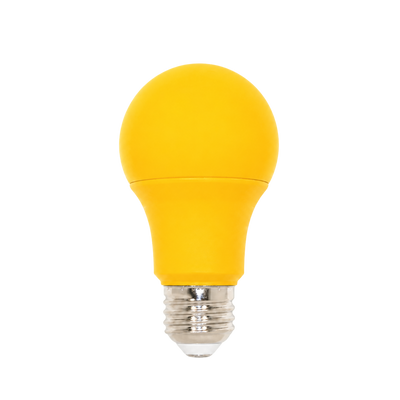 Yellow LED Bug Light Bulb, 60W Equal, A19 E26, No-Blue