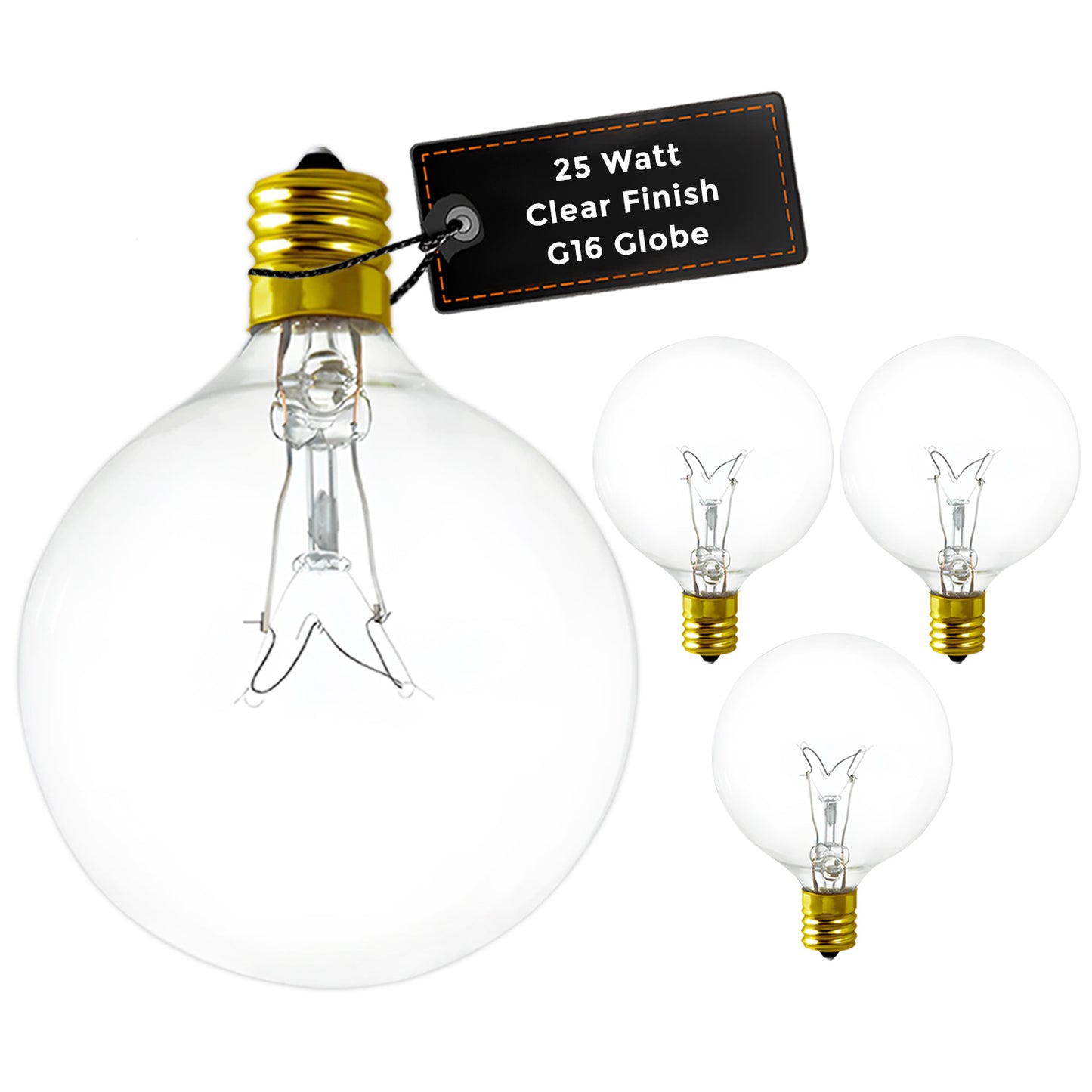 GB25WG16E124 G16.5 Candelabra LED Bulb – 25W Equivalent Warm White with E12 Base"