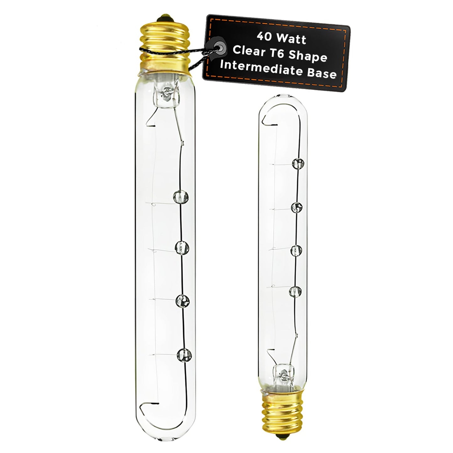 T6.5 40-Watt 2700K Clear Dimmable Tubular Light Bulb – E17 Intermediate Brass Base – 120 Volt – Superior Life™