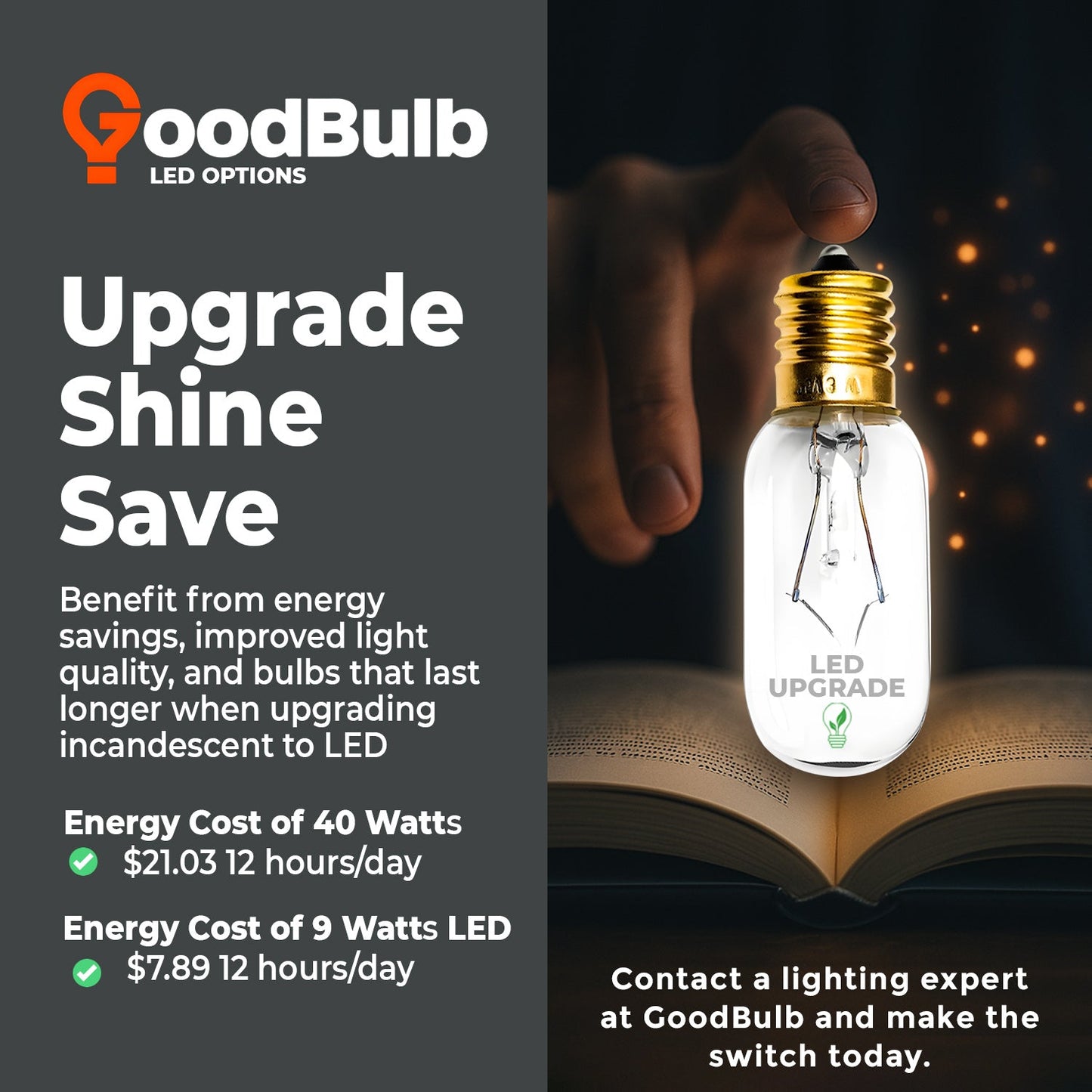 T8*65 E17 40W 130V Clear Microwave Appliance Bulb – Warm White 2700K, Intermediate Brass Base, Dimmable