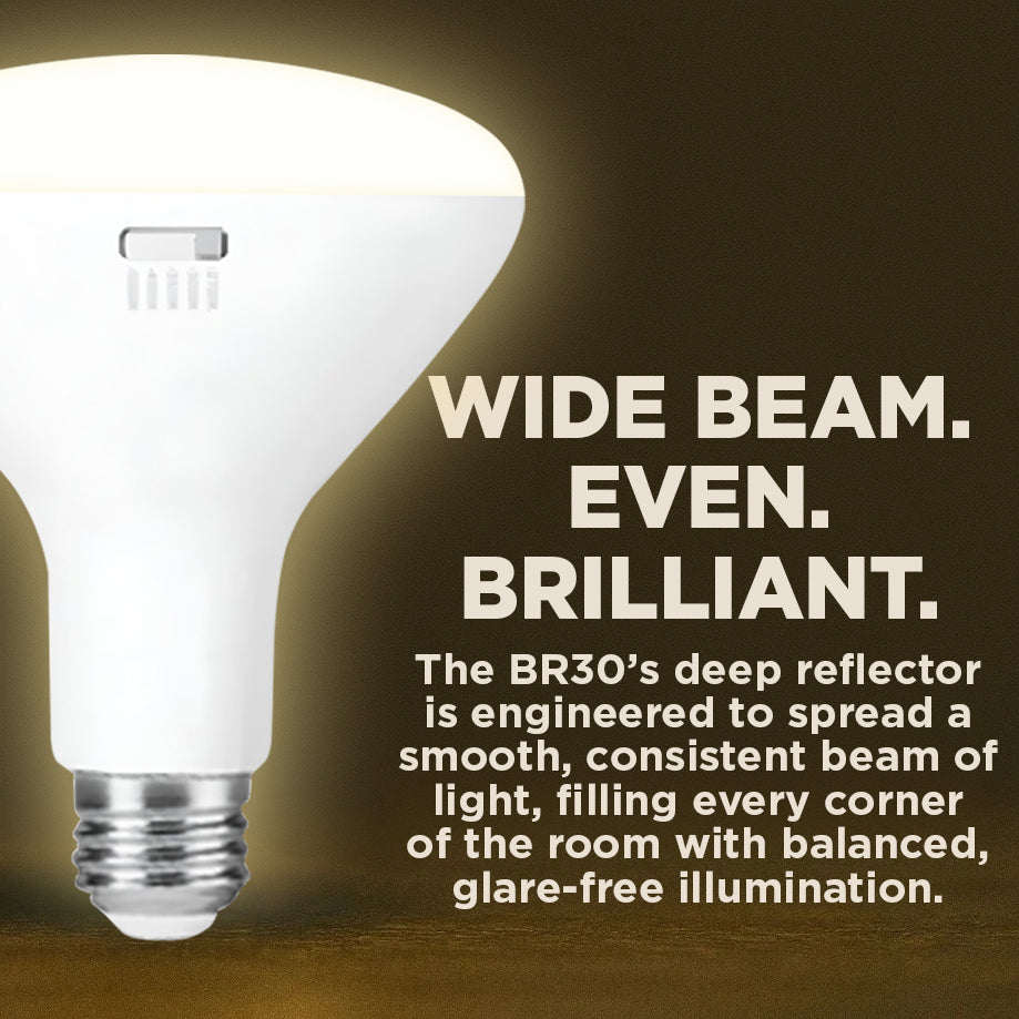 65w BR30 UPGRADE - 8 WATT DIMMABLE LED Reflector - 82 CRI - COLOR SELECT KELVIN SELECT - 700 LUMENS - 27,30,35,40,5000K - ROUGH SERVICE - 25,000 HOURS & 3 YEAR