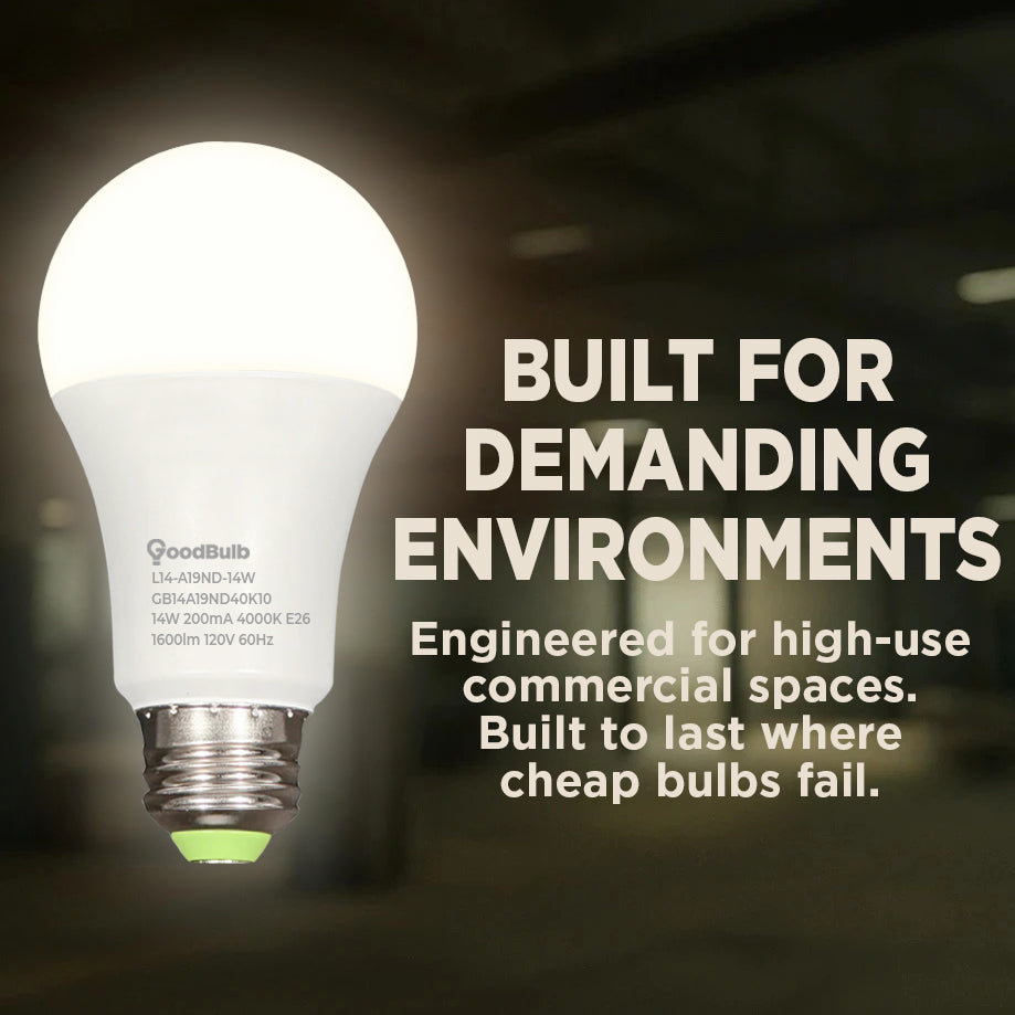 100 WATT EQUAL – 14 WATT Rugged Condition LED A19 – COOL WHITE – 1600 LUMENS – 4000 KELVIN – NON DIMMABLE - 15,000 HOURS - 2 YEAR WARRANTY