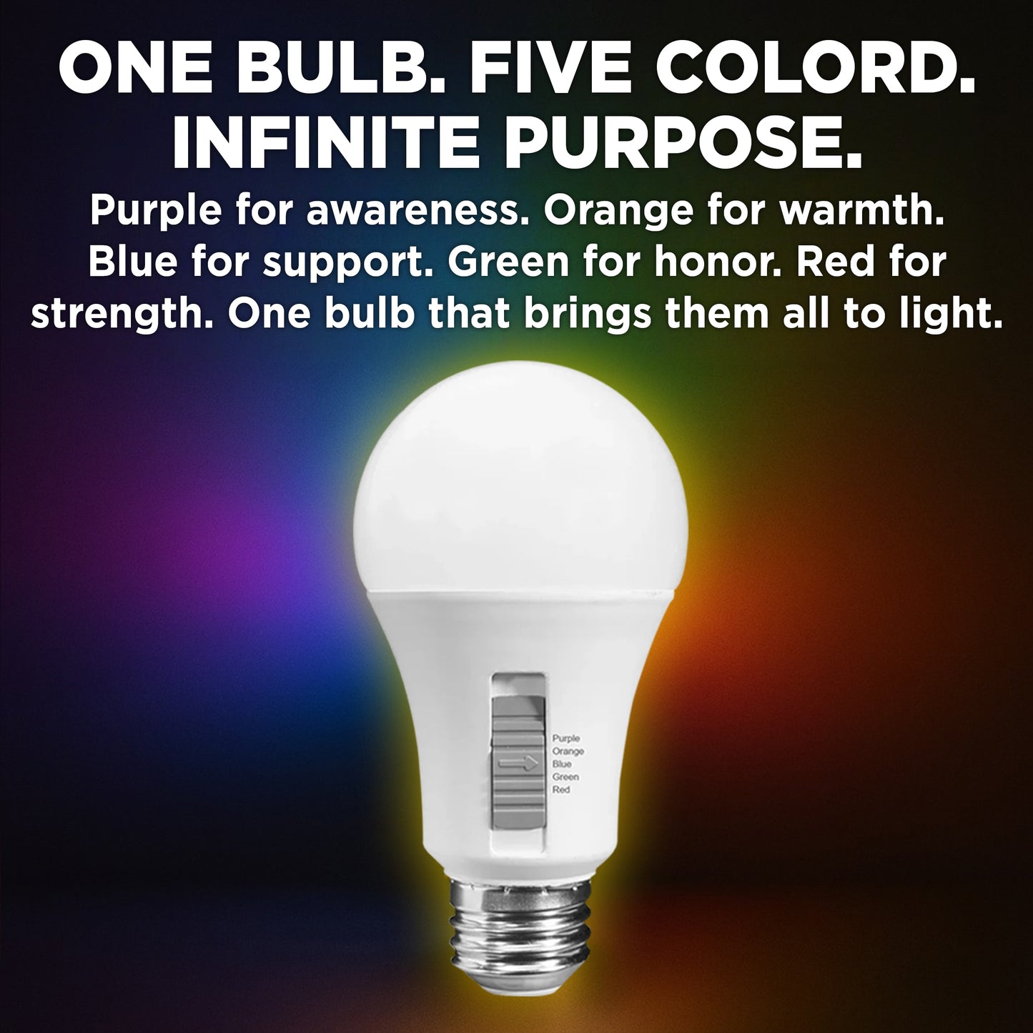 40 Watt EQUAL - 6 WATT A19 LED - E26 BASE - OPEN & ENCLOSED RATED - COLOR SELECT - Purple - Orange - Blue - Green - Red