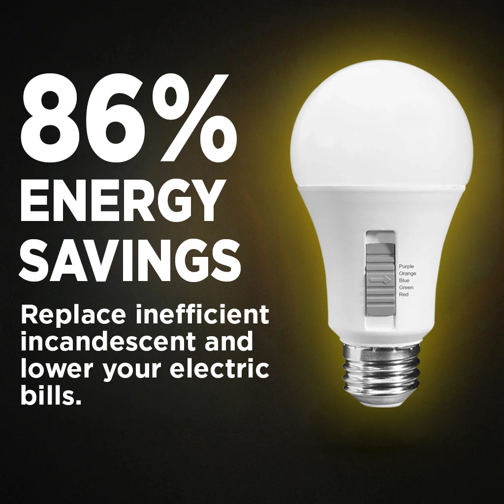 40 Watt EQUAL - 6 WATT A19 LED - E26 BASE - OPEN & ENCLOSED RATED - COLOR SELECT - Purple - Orange - Blue - Green - Red