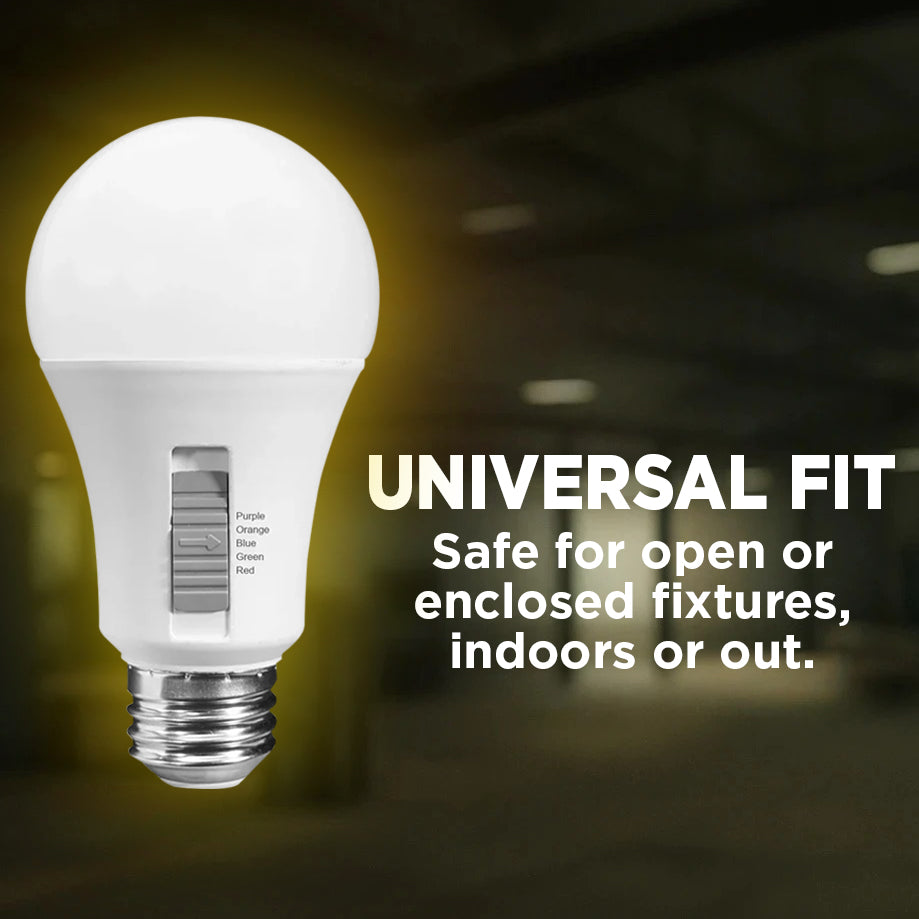 40 Watt EQUAL - 6 WATT A19 LED - E26 BASE - OPEN & ENCLOSED RATED - COLOR SELECT - Purple - Orange - Blue - Green - Red