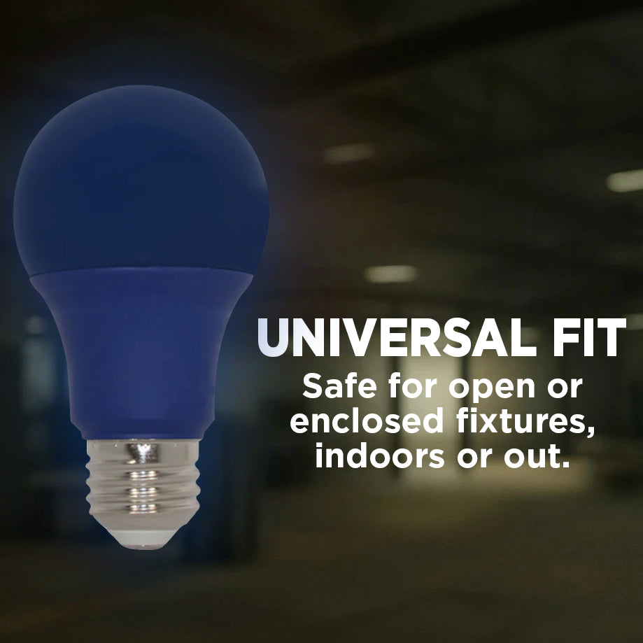 60 Watt EQUAL - 9 WATT A19 LED - E26 MEDIUM BASE - Open & Enclosed Rated - Blue