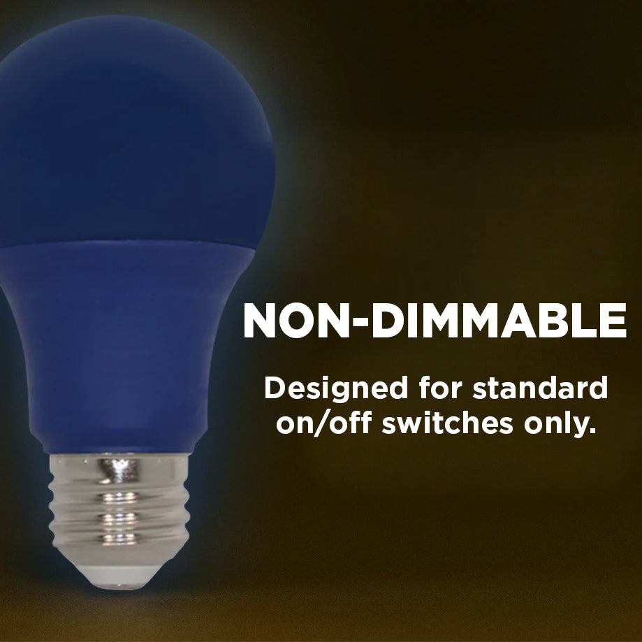 60 Watt EQUAL - 9 WATT A19 LED - E26 MEDIUM BASE - Open & Enclosed Rated - Blue