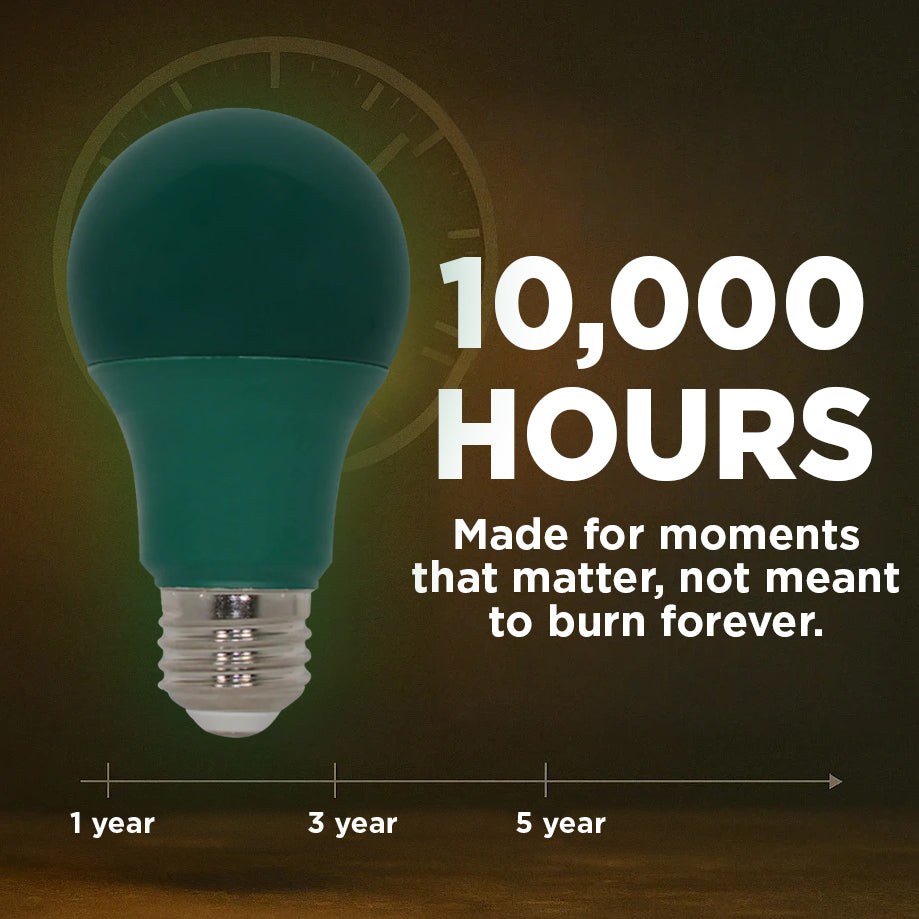 60 Watt EQUAL - 9 WATT A19 LED - E26 MEDIUM BASE - Open & Enclosed Rated - GREEN