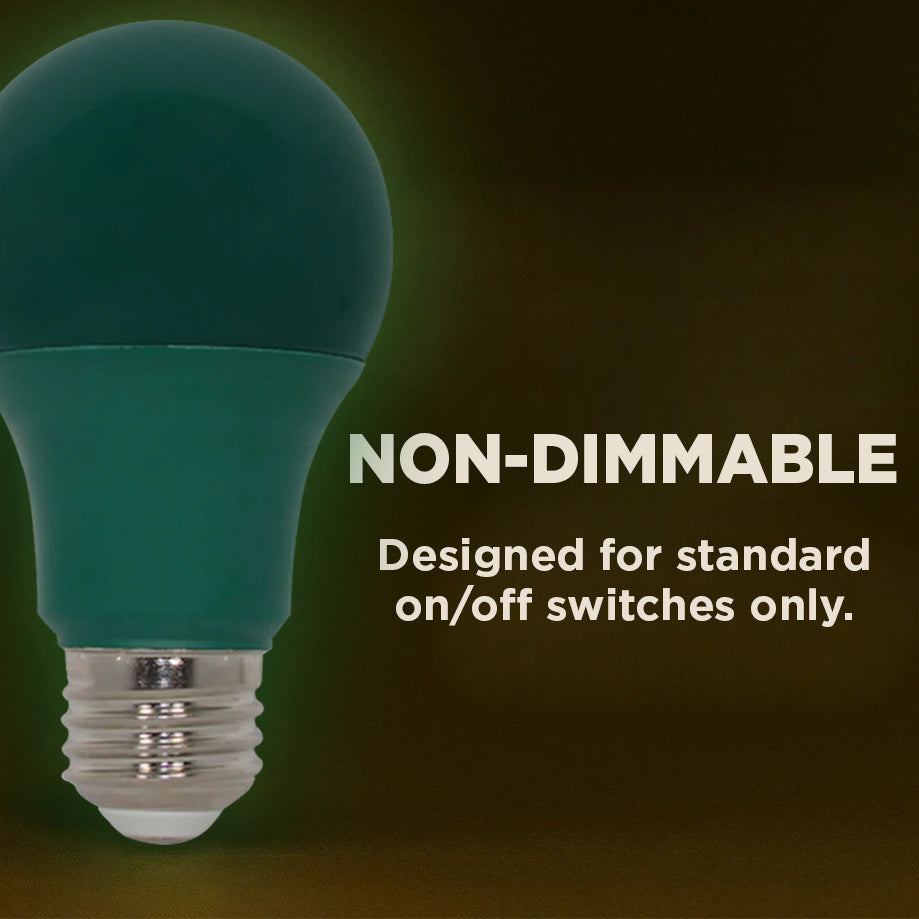 60 Watt EQUAL - 9 WATT A19 LED - E26 MEDIUM BASE - Open & Enclosed Rated - GREEN