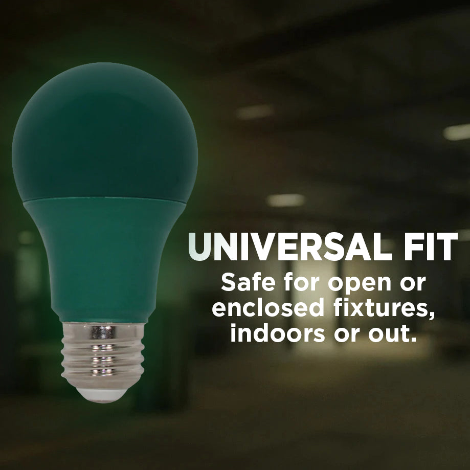 60 Watt EQUAL - 9 WATT A19 LED - E26 MEDIUM BASE - Open & Enclosed Rated - GREEN