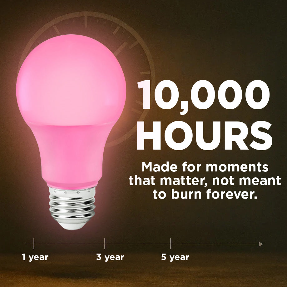 60 Watt EQUAL - 9 WATT A19 LED - E26 MEDIUM BASE - Open & Enclosed Rated - PINK