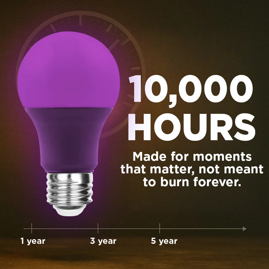 60 Watt EQUAL - 9 WATT A19 LED - E26 MEDIUM BASE - Open & Enclosed Rated - PURPLE