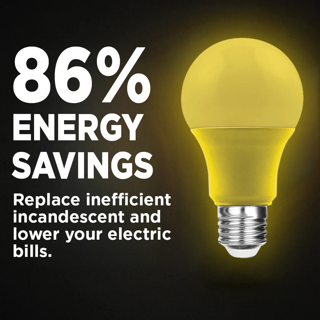 60 Watt EQUAL - 9 WATT A19 LED - E26 MEDIUM BASE - Open & Enclosed Rated - YELLOW