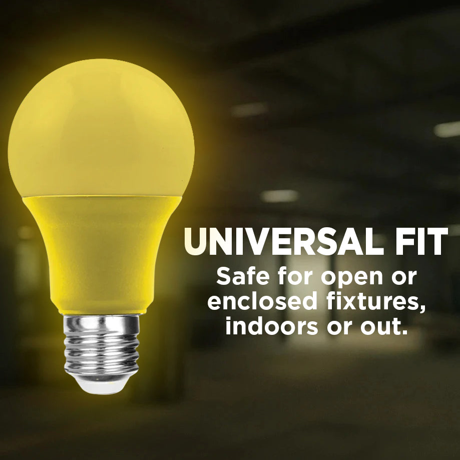 60 Watt EQUAL - 9 WATT A19 LED - E26 MEDIUM BASE - Open & Enclosed Rated - YELLOW
