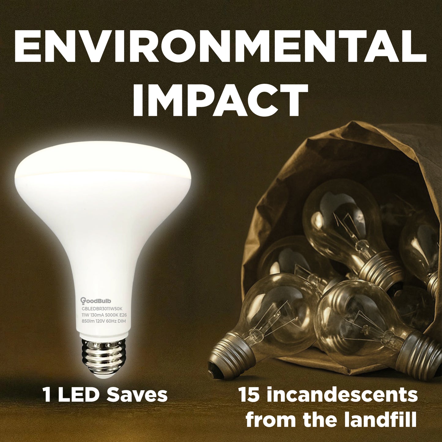 65w BR30 UPGRADE - 11 WATT DIMMABLE LED Reflector - 82 CRI - PLATINUM PURE WHITE - 850 LUMENS - 5000 KELVIN - ROUGH SERVICE - 25,000 HOURS & 5 YEAR