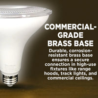 120w HALOGEN UPGRADE - 15 WATT DIMMABLE LED PAR38 - 82 CRI - SUNRISE WARM WHITE - 1250 LUMENS - 3000 KELVIN - ROUGH SERVICE - 25,000 HOURS & 3 YEAR