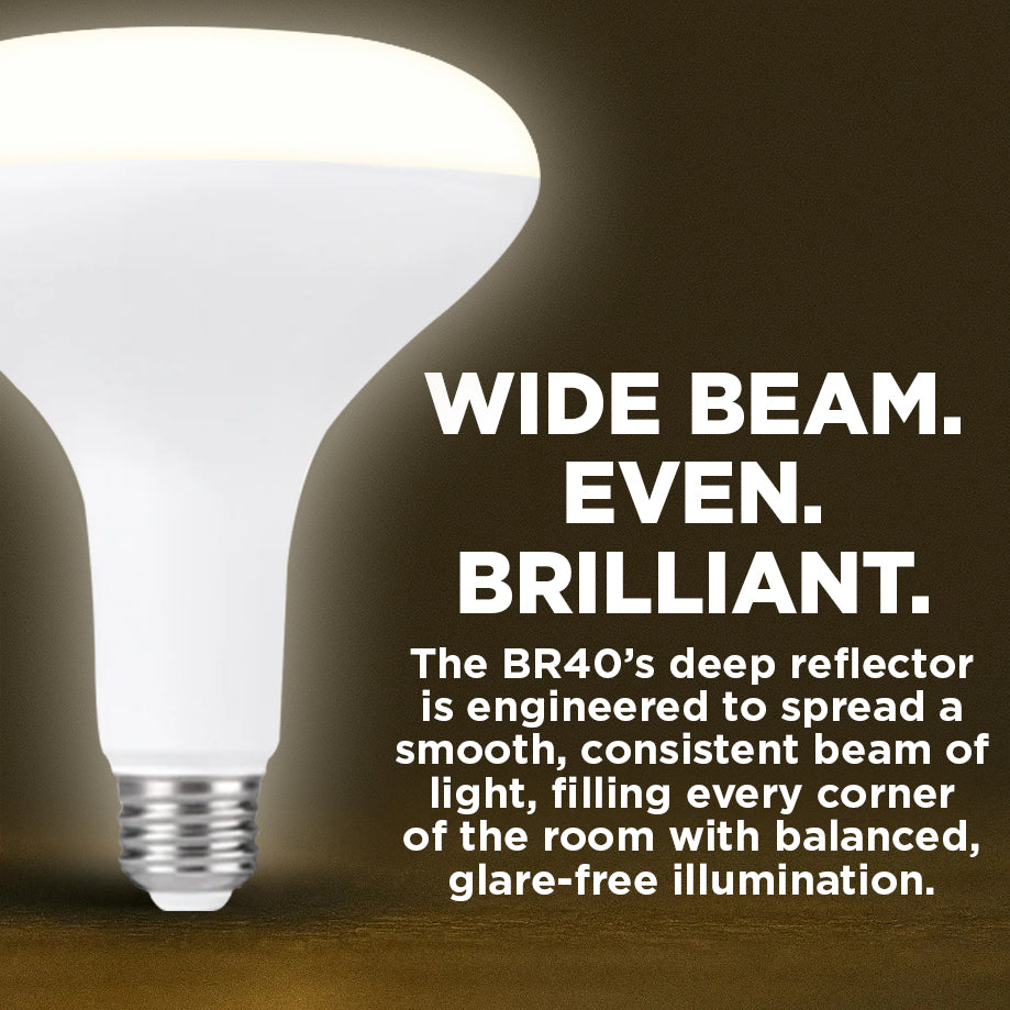 120w BR40 UPGRADE - 15 WATT DIMMABLE LED Reflector - 82 CRI - VIBRANT COOL WHITE - 1100 LUMENS - 4000 KELVIN - ROUGH SERVICE - 15,000 HOURS & 3 YEAR