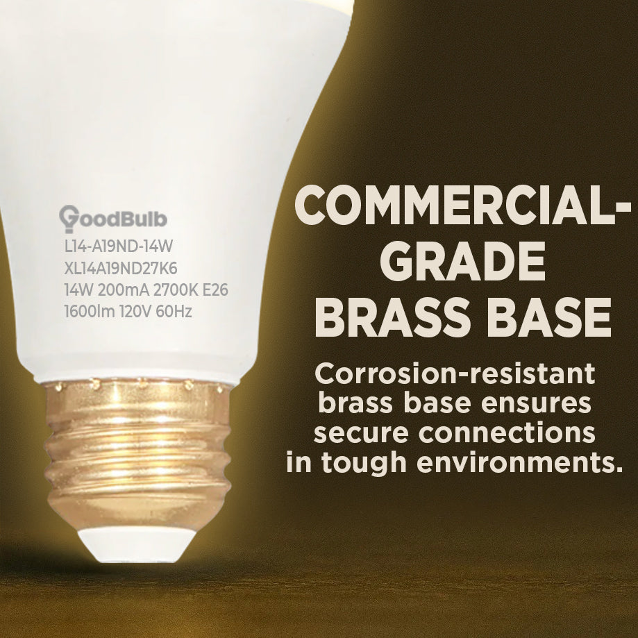 100 WATT EQUAL – 14 WATT Rugged Condition LED A19 – WARM WHITE – 1600 LUMENS – 3000 KELVIN – NON DIMMABLE - 15,000 HOURS - 2 YEAR WARRANTY