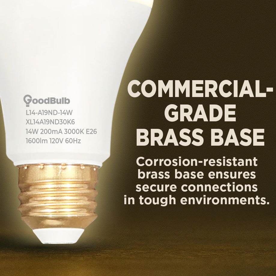 100 WATT REPLACEMENT – 14 WATT ROUGH SERVICE LED A19 – WARM WHITE – 1600 LUMENS – 3000 KELVIN – NON DIMMABLE - 25,000 HOURS - 5 YEAR WARRANTY
