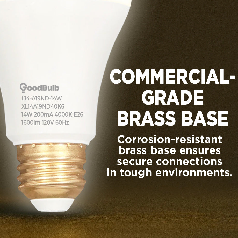 100 WATT REPLACEMENT – 14 WATT ROUGH SERVICE LED A19 – COOL WHITE – 1600 LUMENS – 4000 KELVIN – NON DIMMABLE - 25,000 HOURS - 5 YEAR WARRANTY