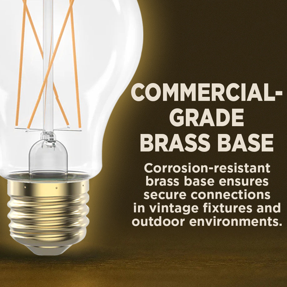 40 WATT REPLACEMENT – 5 WATT CRYSTAL CLEAR FINSIH LED A19 – 90+ HIGH CRI – SOFT INCANDESCENT SPARKLE – 450 LUMENS – 2700 KELVIN – THICK FILAMENT - 5 YEAR WARRANTY