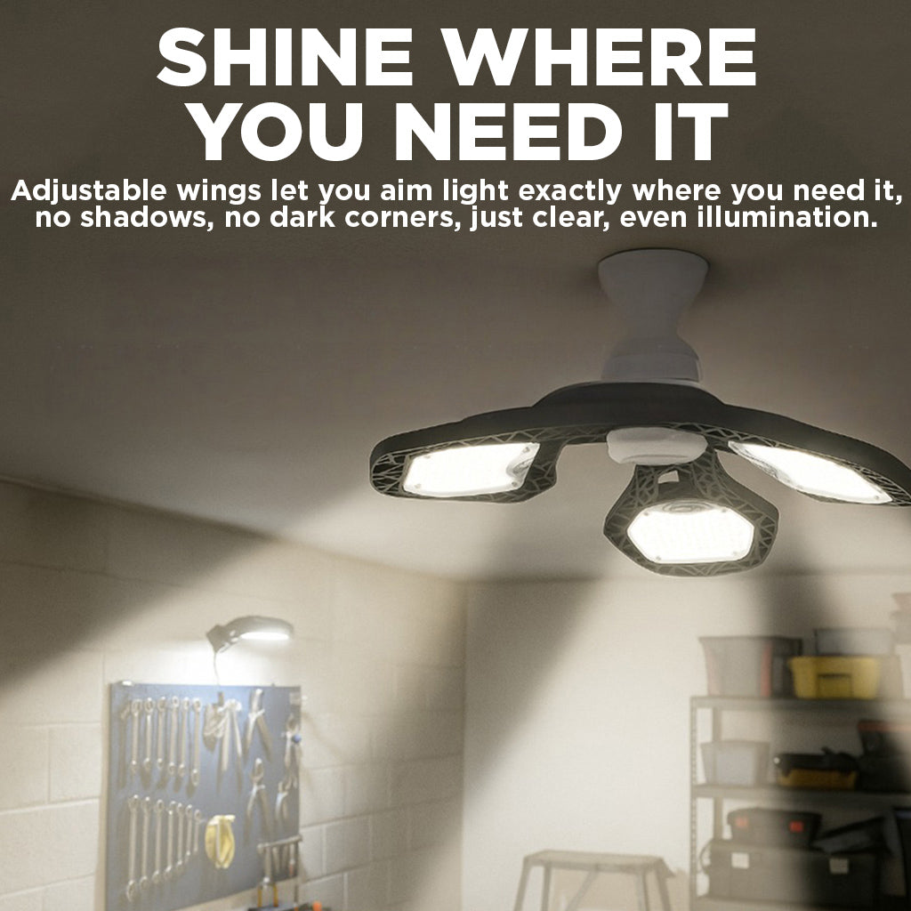 60W Tri-Fold LED Garage Light | E26 Base | Full Spectrum - 6000K | 8000 Lumens | 1 Pack