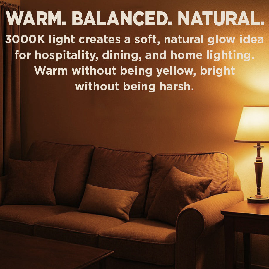 50w HALOGEN UPGRADE - 7 WATT DIMMABLE LED PAR16 SHORT NECK - 90+ CRI - SUNRISE WARM WHITE - 450 LUMENS - 3000 KELVIN - ROUGH SERVICE - 25,000 HOURS & 5 YEAR WARRANTY