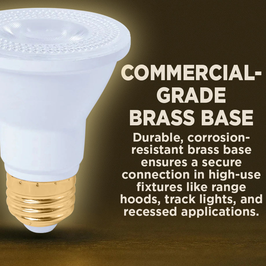 50w HALOGEN UPGRADE - 8 WATT DIMMABLE LED PAR20 - 90+ CRI - SUNRISE WARM WHITE - 500 LUMENS - 3000 KELVIN - ROUGH SERVICE - 25,000 HOURS & 5 YEAR