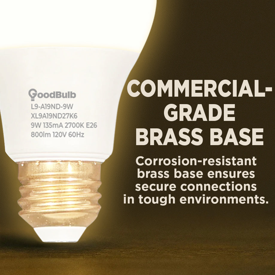 60 WATT REPLACEMENT – 9 WATT ROUGH SERVICE LED A19 – WARM INCANDESCENT SPARKLE – 800 LUMENS – 2700 KELVIN – NON DIMMABLE - 25,000 HOURS - 5 YEAR WARRANTY