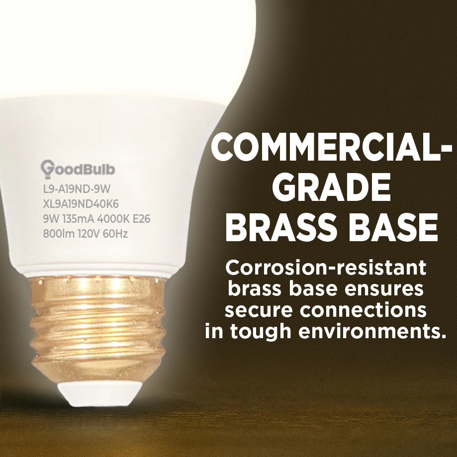 60 WATT REPLACEMENT – 9 WATT ROUGH SERVICE LED A19 – COOL WHITE – 800 LUMENS – 4000 KELVIN – NON DIMMABLE - 25,000 HOURS - 5 YEAR WARRANTY