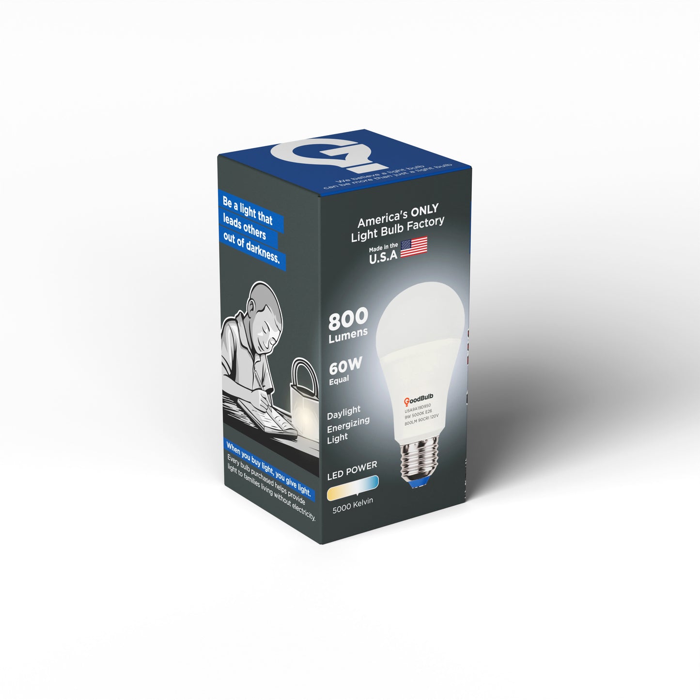 America's Only LED A19 5000K Light Bulb - Dimmable, 60 Watt Replacement<br>Crisp Daylight, True-to-Life Color, Built to Last - Made in the USA