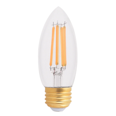 B11 LED Filament Torpedo Bulb, E26 Base, Clear, Soft White
