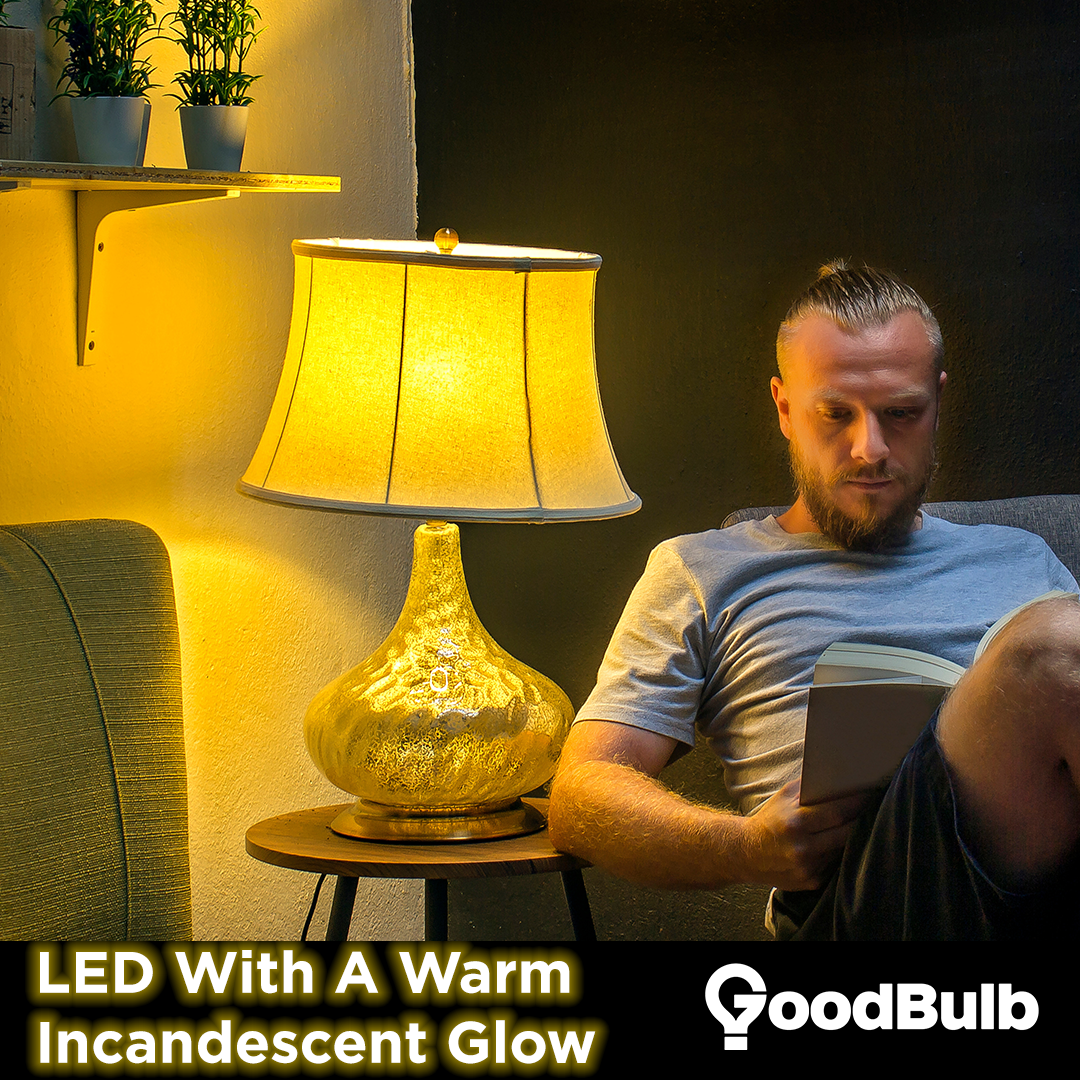 LED with a warm incandescent illumination with GoodBulb's long lasting LEDs.