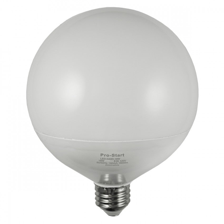 18W, Type: LED G40 Globe, Color Temp (Kelvin): 5000K, Lumens: 1600, Certifications: CE, UL, Beam Spread: 220 Degree, Lamp Shape: Globe, Base Type: E26 (medium screw base), Color Emitted: Pure White