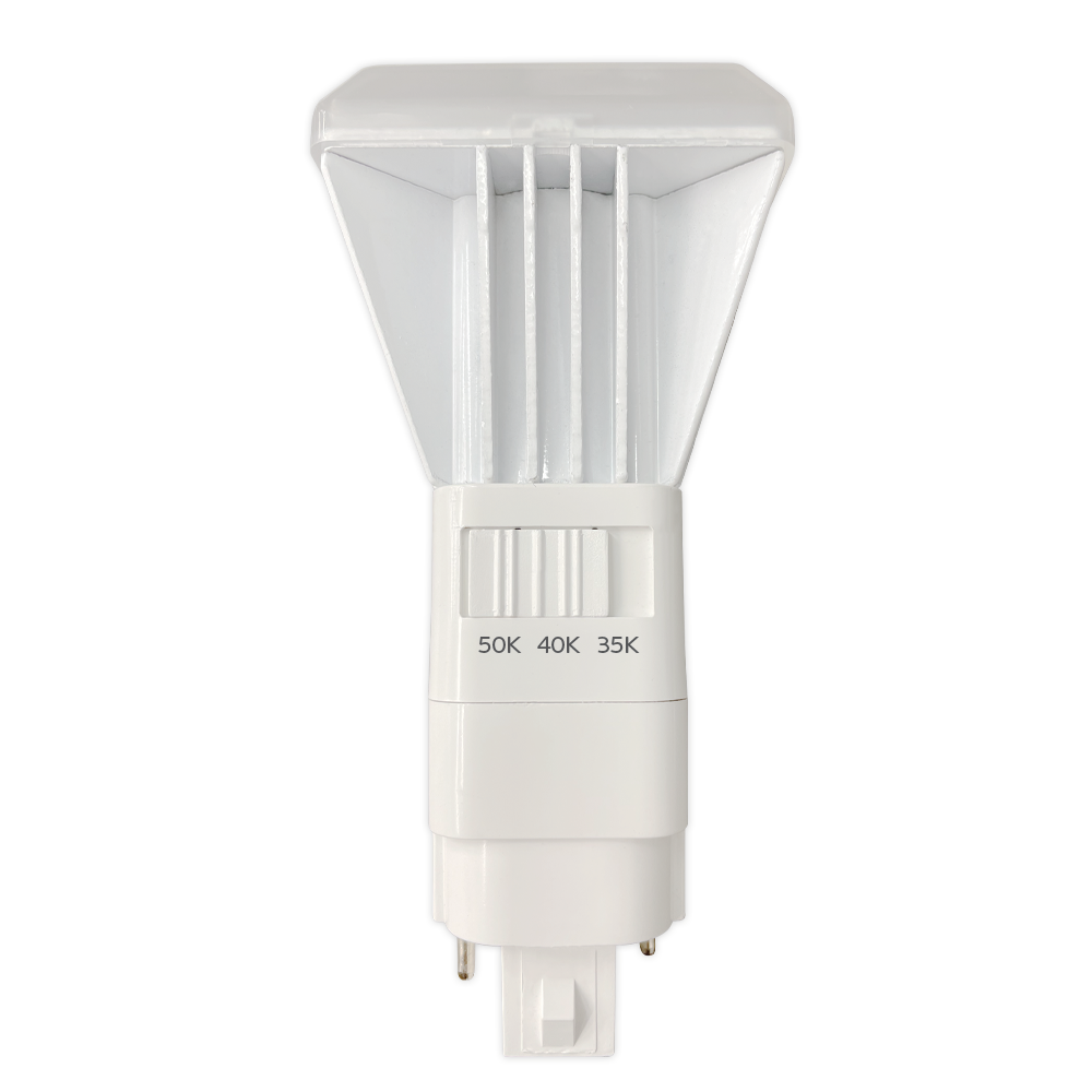 GoodBulb 11W Vertical Plug-In LED Lamp – Quad GX24 Base, 3CCT Selectable (3500K / 4000K / 5000K), 1450 Lumens, 120–277V, 50,000 Hours – Non-Dimmable CFL Retrofit