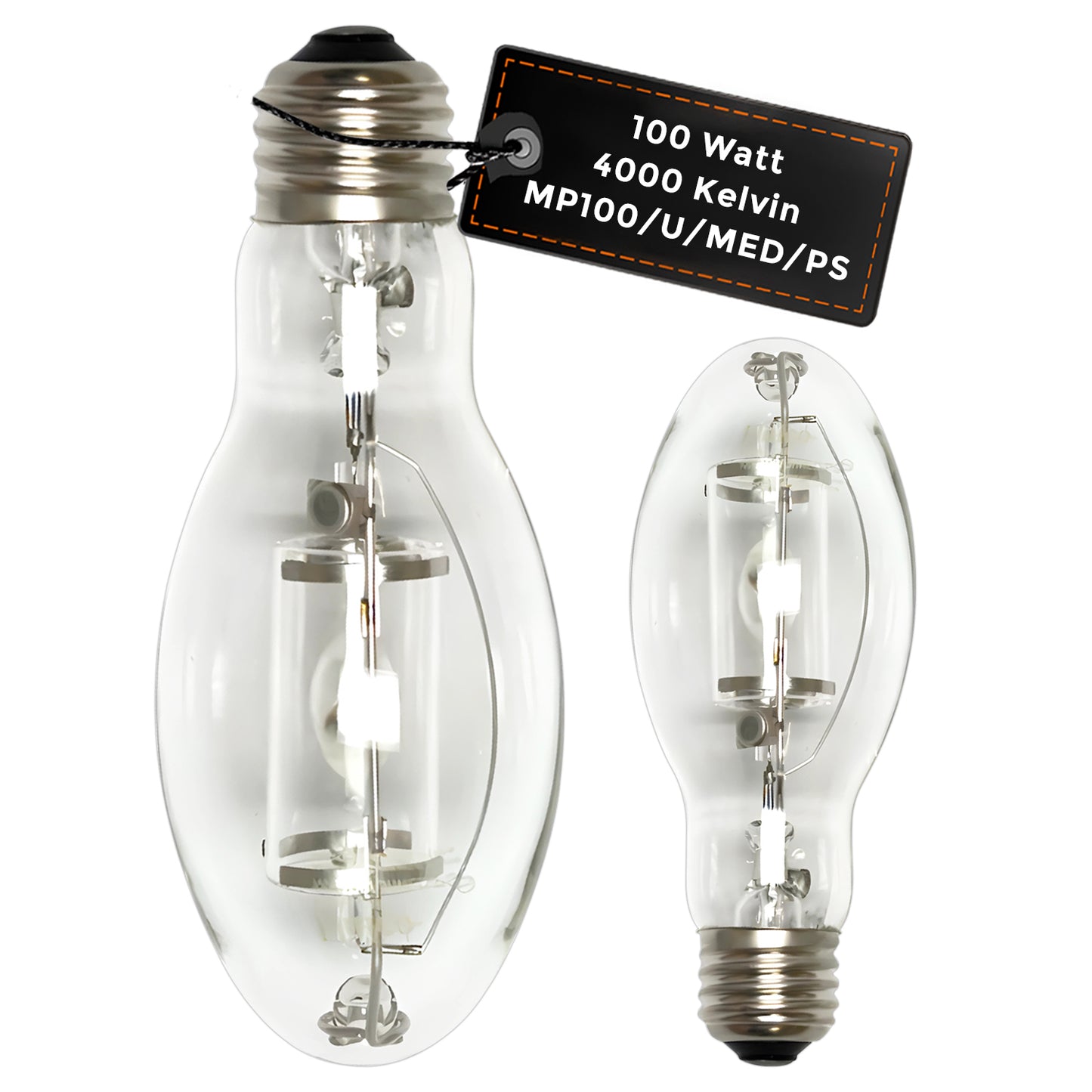 MP100/U/MED/PS 100-watt metal halide lamp with medium base for bright commercial and industrial lighting