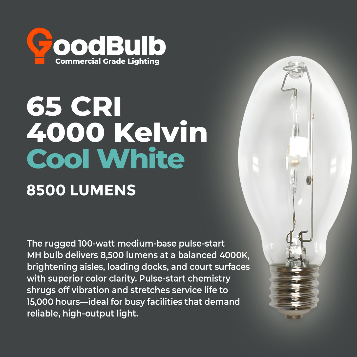 4000K bright white light color temperature of MP100/U/MOG/PS ED17 clear metal halide lamp