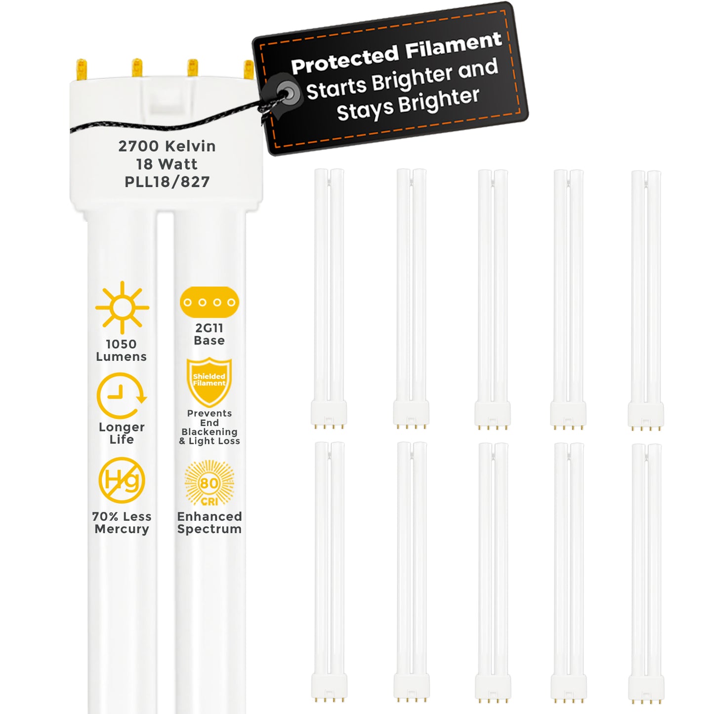 PLL18/827 18-Watt Compact Fluorescent Light Bulb – 2700K Warm White 4-Pin Lamp for Commercial and Residential Lighting