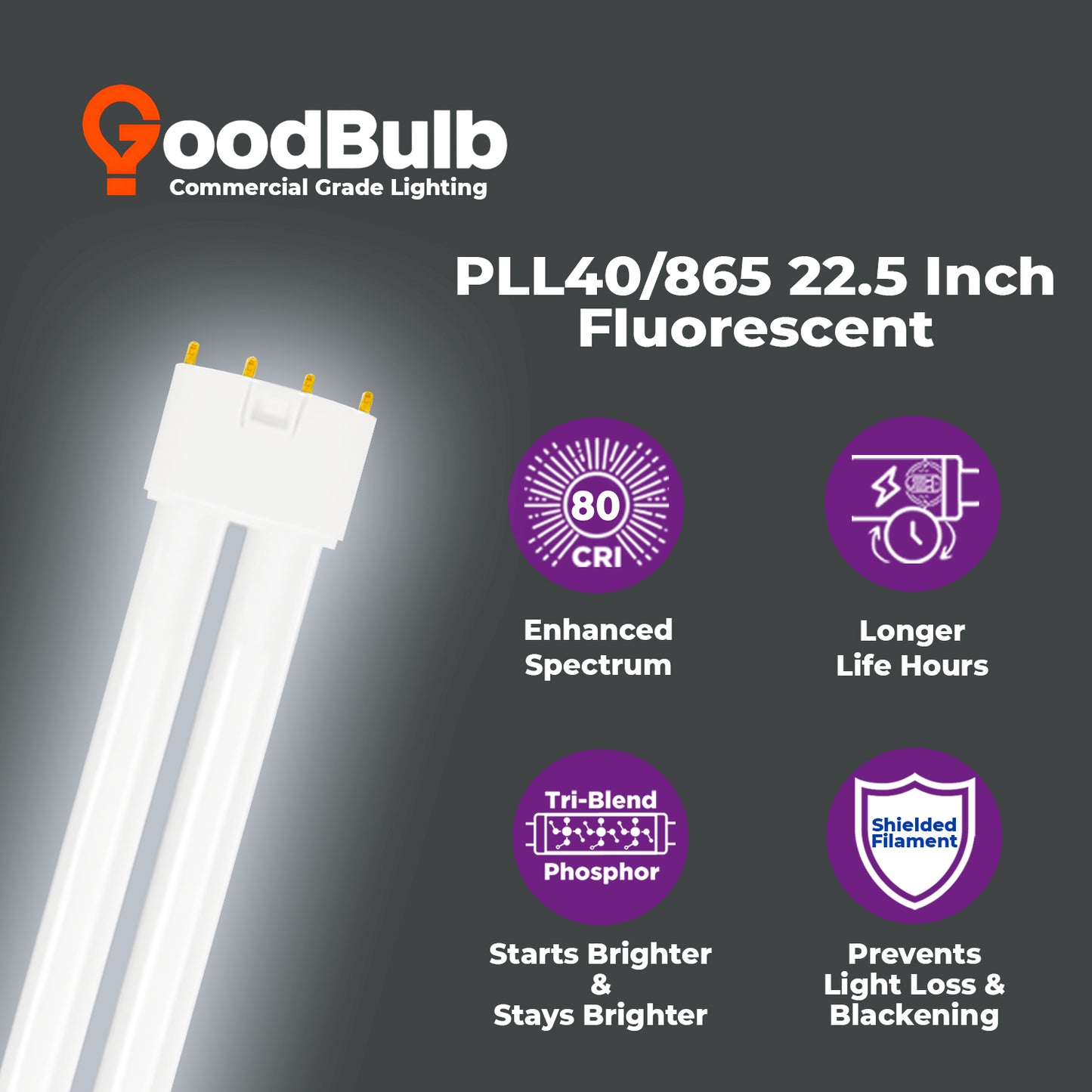 benefits of PLL40/865 Twin Tube CFL – 40-Watt, 6500K Cool Daylight Brightness, 4-Pin Base, Long-Life Lamp