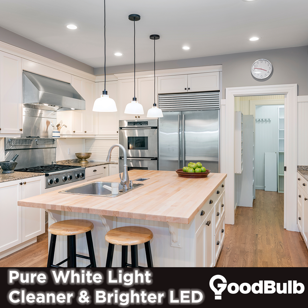 Pure white light with a cleaner and brighter LED. Have a great well lit kitchen.