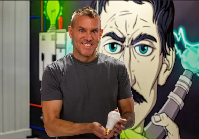Tom Enright holding bulb